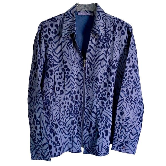 Harmony & Vine Full Zip Purple Print Light Jacket Women's Size XL - Picture 1 of 8